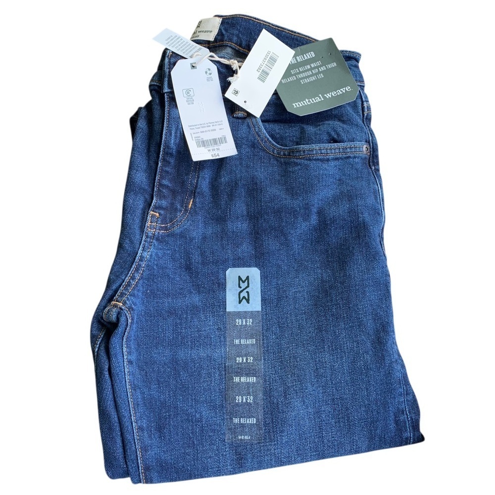🆕 Men's Blue Jeans Mutual Weave The Relaxed Fit 29 x 32 Dark Rinse Denim 2 Pair